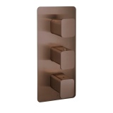 JTP Hix Brushed Bronze 3 Handle 2 Outlet Concealed Shower Valve Cut Out